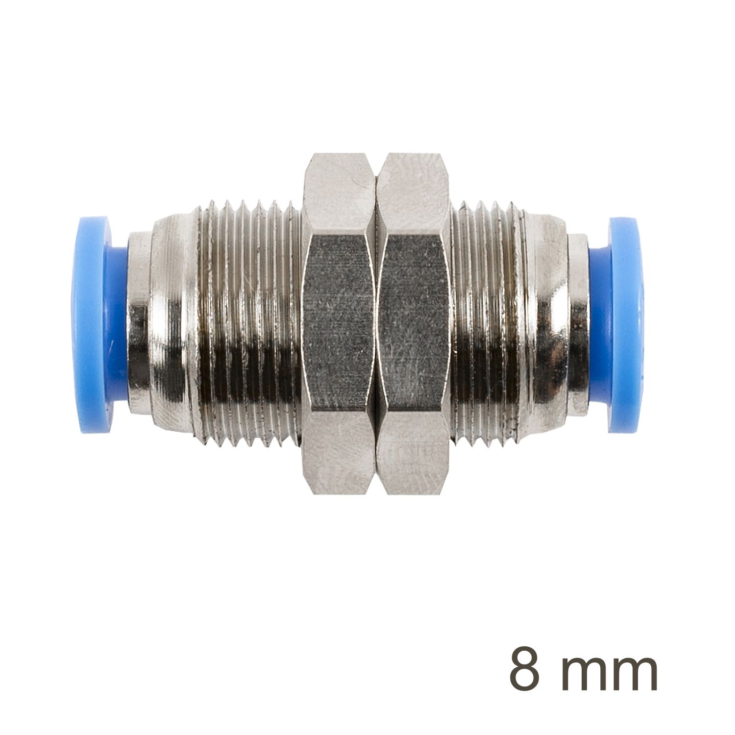Metal Bulkhead Str. Connector 8mm